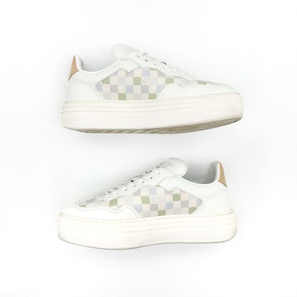 LOUIS VUITTON LV Groovy Platform Logo Sneakers Size 37 US 7 Lace Up Low Top - Picture 5 of 13